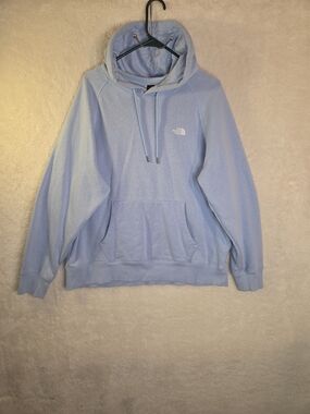 The North Face Hoodie Womens XL Extra Large Blue Drawstring Pullover Front Logo